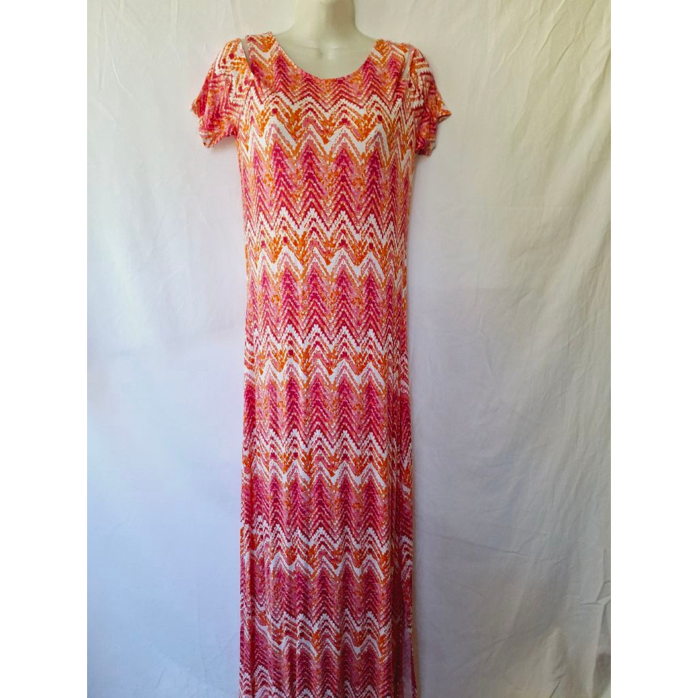 Design History M Pink Orange Chevron super soft spring stretch maxi beach dress